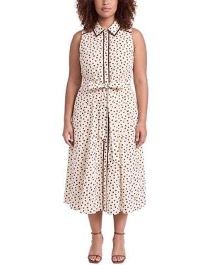 Anne Klein Plus Midi Godet Shirtdress - White