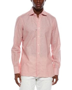 Isaia Linen-Blend Dress Shirt - Pink