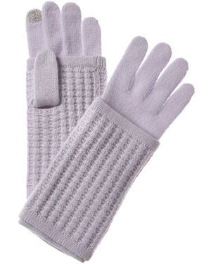 Hannah Rose Waffle Stitch 3-In-1 Cashmere Tech Gloves - Purple