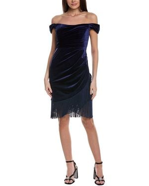 THEIA Melissa Fringe Cocktail Dress - Blue