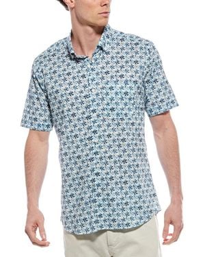 Scott Barber Voile Flower Print Shirt - Blue