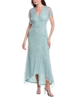 Adrianna Papell Surplice Bead Maxi Dress - Blue