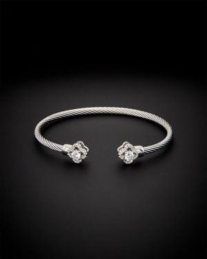 Juvell 18k Plated Cz Twisted Mesh Bangle Bracelet - Black
