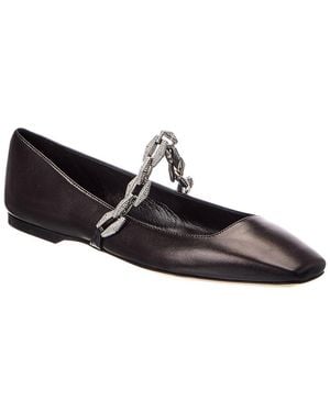 Jimmy Choo Diamond Tilda Leather Flat - Black