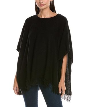 Forte Cashmere Fringe Cashmere Poncho - Black