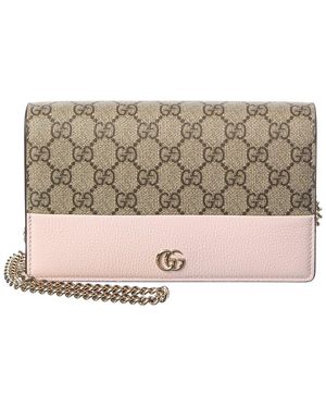 Gucci Gg Marmont Leather Wallet On Chain - Gray