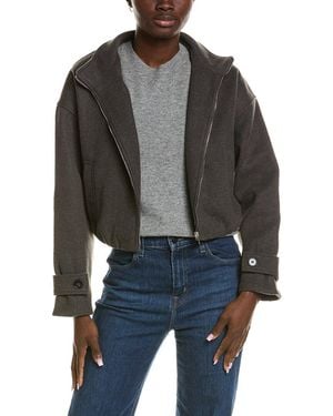 Marion Elastic Hem Drop Shoulder Jacket - Gray