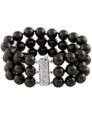 Splendid Silver 10-11mm Shell Pearl Bracelet - Black