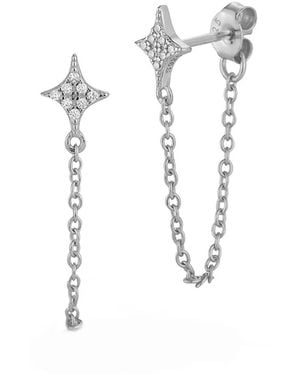 Glaze Jewelry Rhodium Plated Cz Starburst Earrings - White