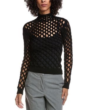 Valentino Open Knit Turtleneck Sweater - Black
