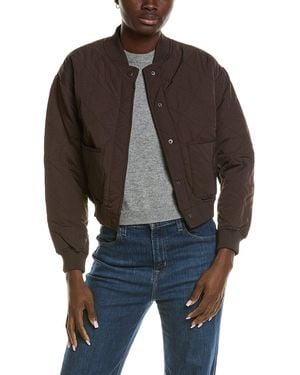 Marion Quilted Geometric Bomber Jacket - Brown