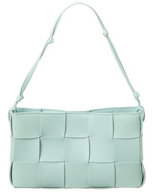 Bottega Veneta Cassette Mini Intreccio Leather Shoulder Bag - Green