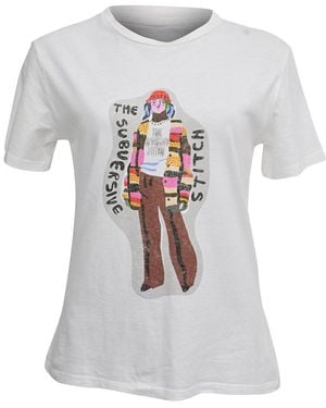 Dior The Subversive Stitch Printed T-shirt, Size Int, Xs (authentic Pre-loved) - White