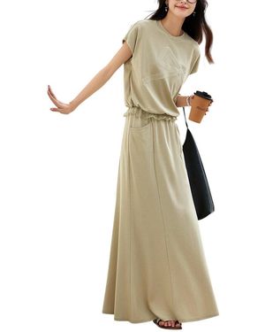 OUNIXUE 2Pc T-Shirt & Skirt Set - Natural