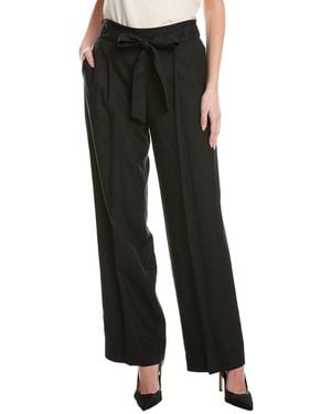 Vince Belted Linen-Blend Pull-On Pant - Black