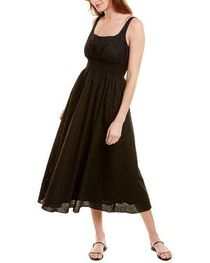 PEARL BY LELA ROSE Floral Eyelet Midi Dress - Brown