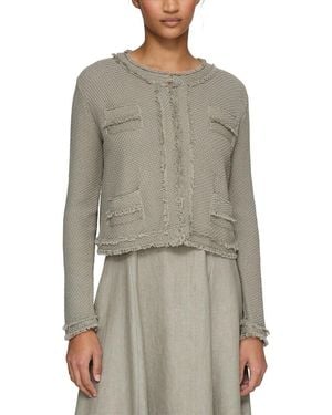 Lafayette 148 New York Textured Stitch Cropped Jacket - Grey