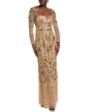 Marchesa Sequin Lattice Gown - Natural