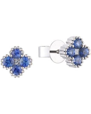 Gregg Ruth 14K 0.87 Ct. Tw. Diamond & Sapphire Clover Earring - Blue