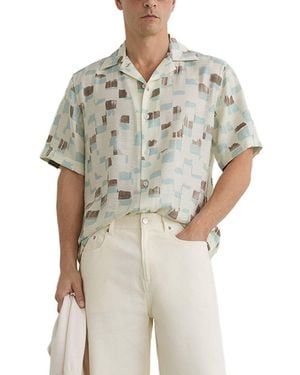 Reiss Vespucci Cuban Brushstroke Casual Shirt - Grey
