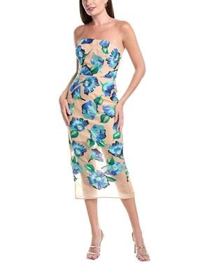 MILLY Embroidered Mesh Midi Dress - Blue