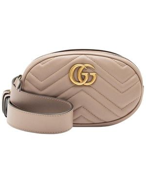 Gucci Beige Matelasse Leather GG Marmont Belt Bag - Size 30 / 75 (authentic Pre-loved) - Brown