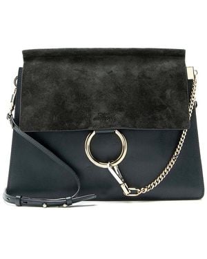 Chloé Calfskin Suede Faye Medium Shoulder Bag (authentic Pre-loved) - Black