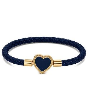 jean claude Leather & Stainless Steel Cz Bracelet - Blue