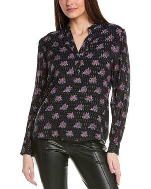 Tahari The Akari Silk-Blend Blouse - Black