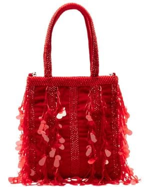 Frances Valentine Gatsby Mini Velvet Tote - Red