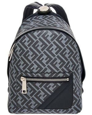 Fendi ! Chiodo Small Leather Backpack - Gray