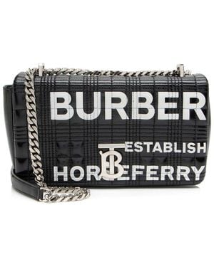 Burberry Black Leather Quilted Horseferry Tb Shoulder Bag (authentic Pre- Loved)