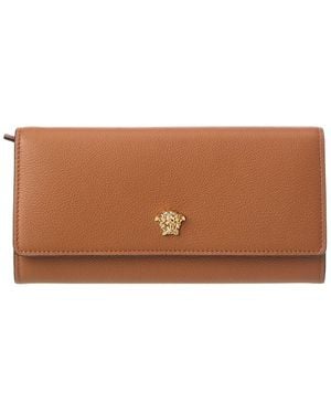 Versace Medusa Leather Continental Wallet - Brown