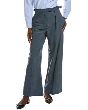 Maje Pleated Wool-Blend Pant - Blue
