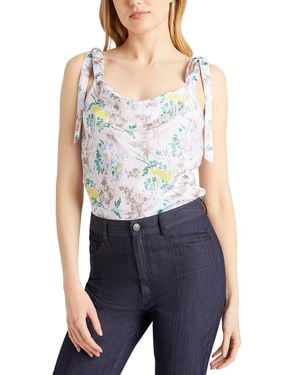 Cinq À Sept Light Washed Floral Tied Marta Cami - Blue