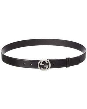 Gucci Interlocking G Leather Belt - Black