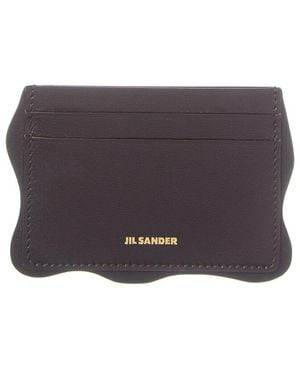Jil Sander Logo Leather Card Holder - Gray
