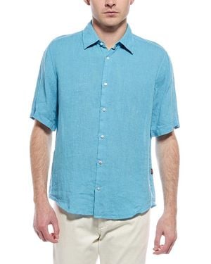 BOSS Rash Regular Fit Linen Shirt - Blue