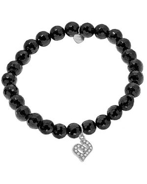 Jane Basch 14K Diamond & Onyx Initial Stretch Bracelet -Z) - Black