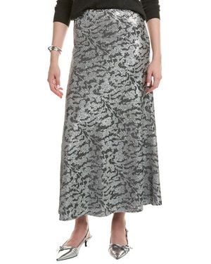 Kenneth Cole Sequin Side Zip Drama Maxi Skirt - Gray
