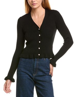 Laundry by Shelli Segal Ruffle Hem Cardigan - Black