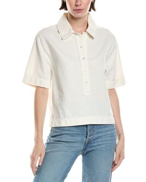 7 For All Mankind Linen-Blend Polo Shirt - White