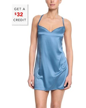 Hanky Panky Satin Sleep Chemise With $32 Credit - Blue