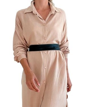 Ada Midi Wrap Leather Belt - Black