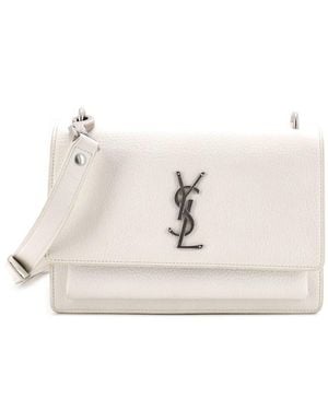 Saint Laurent Leather Sunset Satchel Medium (Authentic Pre-Loved) - Natural