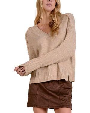 Elan V-Neck Wool-Blend Pullover - Brown
