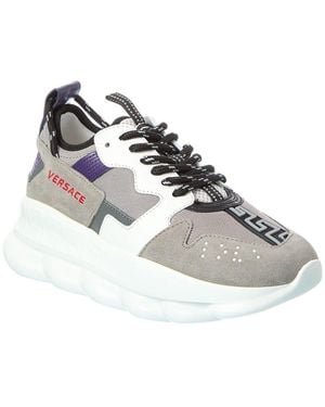 Versace Leather & Mesh Trainer - Metallic