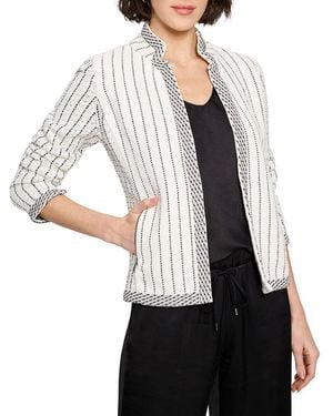 NIC+ZOE Pinstripe Notch Collar Knit Jacket - Grey