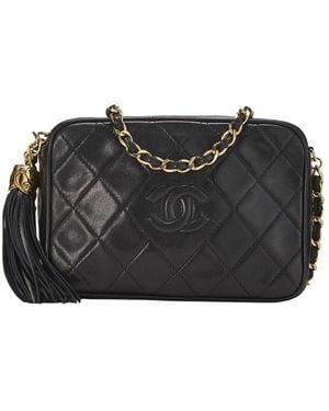 CHANEL Quilted Lambskin 'Cc' Camera Bag Mini (Authentic Pre-Loved) - Black