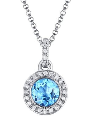 Diana M. Jewels Fine Jewellery 14k 0.82 Ct. Tw. Diamond & Topaz Necklace - Blue